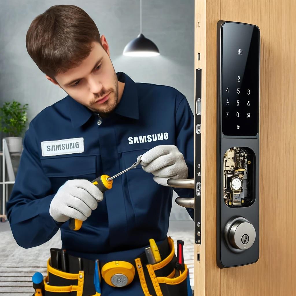 Khóa cửa điện tử Samsung có sử dụng pin không? Nếu có, pin dùng được bao lâu?